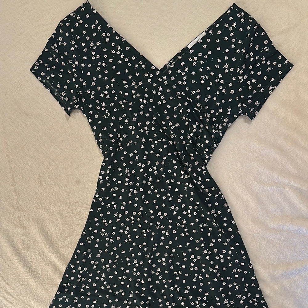 Kaileigh Dark Green Floral Maternity Nursing Knit Dress